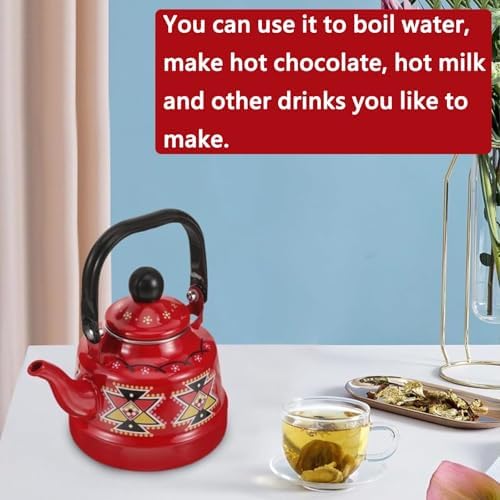 Enamel on Steel Whistling Tea Kettle, Kitchen Stovetop Teakettle for Brewing Tea and Coffee, VintageTea Pot for Living Room Decorations Domestic (Blue 2.5l) - Image 4