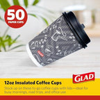 Glad Disposable Coffee Cups with Lids, Java Mocha, 12 Oz, 50 Count, 2-Pack - Image 2