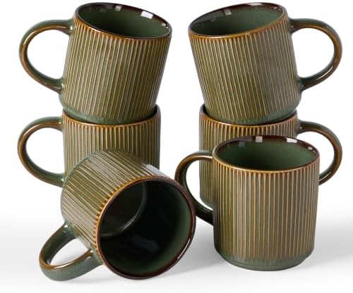 famiware Coffee Mug Set of 6, Star 12 oz Ceramic Mugs Cups Set with Handle by Famiware