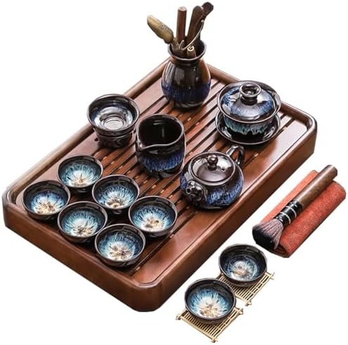 GIZNXBA Tea Pot Cup Set with Tray, Ceramic Tea Set Porcelain Teapot, Tea Set with Tray for Adults, Tea Set for Home Outdoor Picnic Business Hotel Office (Color : B) by GIZNXBA