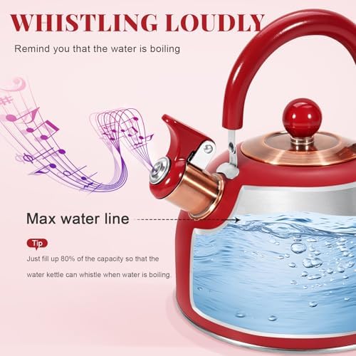 GGC Whistling Tea Kettle for Stove Top, 85OZ/2.6QT Stainless Steel Tea Pot - Image 3