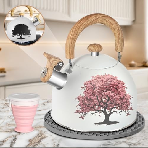ARC 2 QT Whistling Milk White Tea Kettle with Magic Color Changing Design by ARCUSA