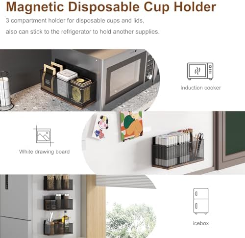 TQVAI K Cup Holder - 60 Capsule Capacity 2 Tier Sliding Pods Storage Drawer with Disposable Cups & Lids Holder, Coffee Bar Station Organizer for Countertop, Black - Image 6