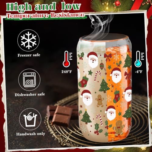 Umigy 12 Pack Christmas Glass Cups 16 oz Drinking Glasses,Festive Style - Image 3