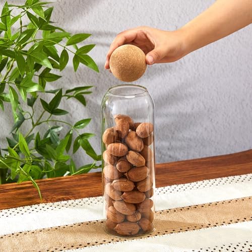 Suclain 6 Pcs Glass Jars with Cork Ball Lid Kitchen Canister, 40/25/17oz - Image 4