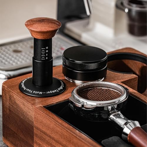 53mm Spring Loaded Coffee Tamper with Wood Handle and Waffle Base, Calibrated Espresso Tamper for Portafilter (53mm) - Image 3