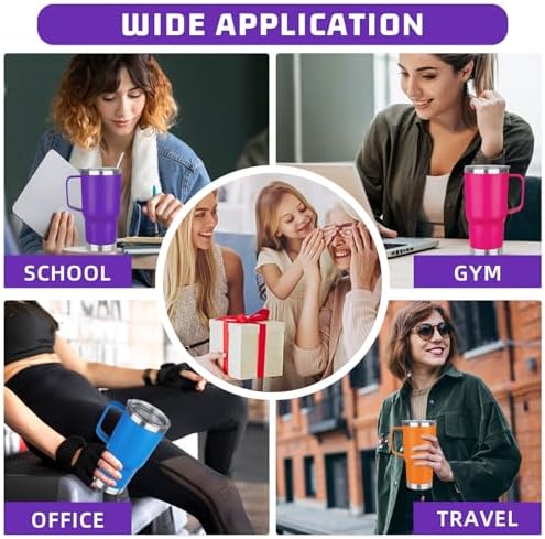 20 oz Tumbler with Handle Stainless Steel Insulated Coffee Mug Tumbler with Lid and Straw Double Wall Vacuum Insulated Coffee Mug Leak Proof Travel Mug Tumbler for Hot and Cold Drink (Mix Color-9) - Image 7