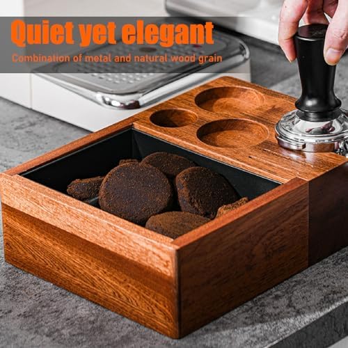 FLEXMAN Espresso Tamping Station with Knock Box, 5 in 1 Wooden Coffee Portafilter Holder Tamping Station Organizer, 58mm Multifunctional Espresso Station - Image 3