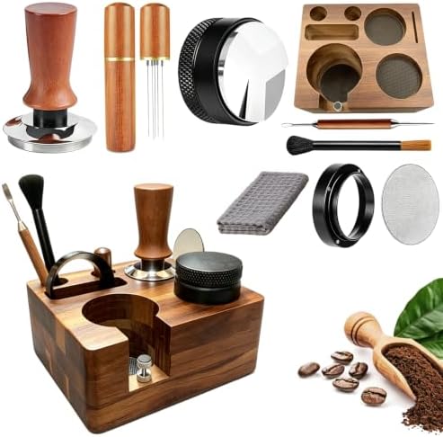 9PCS 54mm Espresso Accessories Kit with Wood Tamping Station by Unknown