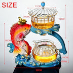YUDIZWS Lazy Kungfu Drip Teapot,Heat Resistant Tea Set,Sturdy High Borosilicate Glass Teapot,Magnetic Water Diversion Semi-Automatic Teapot Set Magic Tea Set, A Fish teapot - Image 2
