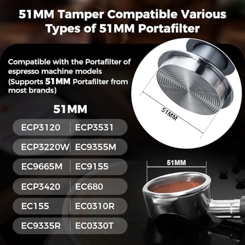 IKAPE 51MM Espresso Tamper Kit 6 in 1, Coffee Tamper, WDT Tool, Magnetic Dosing Funnel, Puck Screen, Milk Pitcher, Cleaning Brush - Image 2