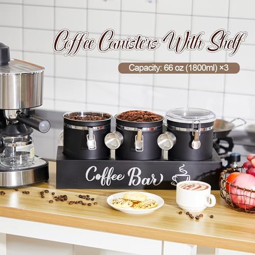 Domensi 3 x 66 oz Airtight Coffee Canisters with Thicken Shelf - Image 5