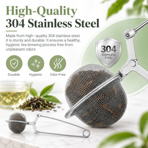 36 Pack Snap Tea Ball, 304 Stainless Steel Tea Infuser Ball with Handle - Image 3