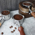 58mm Bottomless Portafilter, Rosewood Handle Aluminum Alloy - Image 5