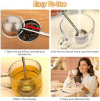 3Pcs Ball Tea Strainer with Long Handle for Loose Leaf Tea and Mulling Spices Stainless Steel Tea Infuser Tea Filter - Image 4