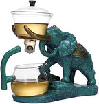 Heat-resistant Kungfu Glass Tea Set with Heater Attract Water Diversion Rotating Cover Bowl Lazy Semi-Automatic Glass Teapot (Elephant set) - Image 3
