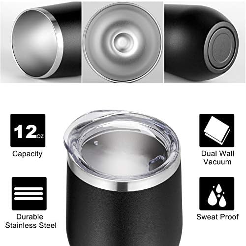 VEGOND Wine Tumblers Bulk 6 Pack, 12oz Stainless Steel Stemless Wine Glass with Lids and Straws, Double Wall Vacuum Insulated Tumbler Cup, Coffee Mug for Cold Hot Drinks - Image 2