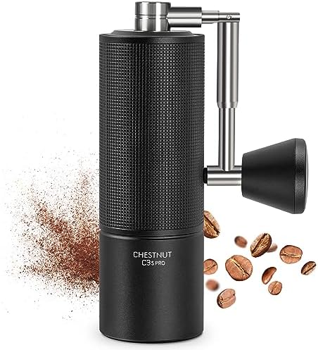 TIMEMORE Manual Coffee Grinder Chestnut C3S PRO, Hand Coffee Grinder with Foldable Handle, Stainless Steel S2C Conical Burr Coffee Grinder, Adjustable Grind Setting for Espresso to French Press, Black by TIMEMORE