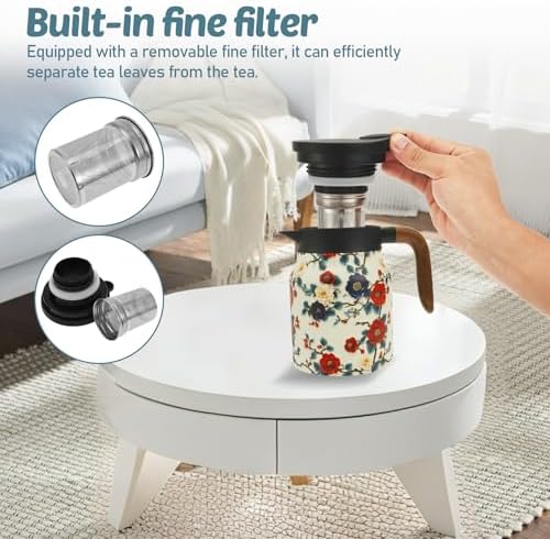 Vintage Floral Tea Stainless Steel Tea Kettle Drip-Proof Tea Pot With Tea Infuser Mini Thermo Coffee Pot Home Teaware (Style 2) - Image 5