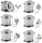 6 Pcs Stainless Steel Tea Infusers for Loose Leaf Tea, Fine Mesh Tea Strainers with Spider, Pumpkin, Bat Designs, Hanging Hooks for Easy Use, for Black, Green and Herbal Teas - Image 5