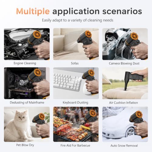 BiLOLLY Compressed Air Duster, 130,000 RPM Electric Air Duster Blower, Rechargeable Turbo Fan with Stepless Speed Control, Portable Mini Jet Blower for Computer, Keyboard, Car, Home and Outdoor - Image 7