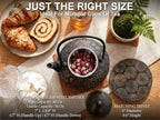 40 Oz Black Maple Leaf Cast Iron Teapot, Enamel Interior, Infuser & Trivet - Image 5