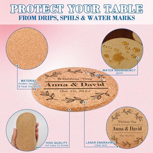 30 Pcs Personalized Cork Coasters for Wedding Favors and Business - Image 3