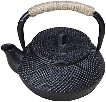 tetsubin Cast iron tea kettle japanese workshop teapot hobnail pattern with Stainless Steel Infuser（10.14oz Black） by Unknown