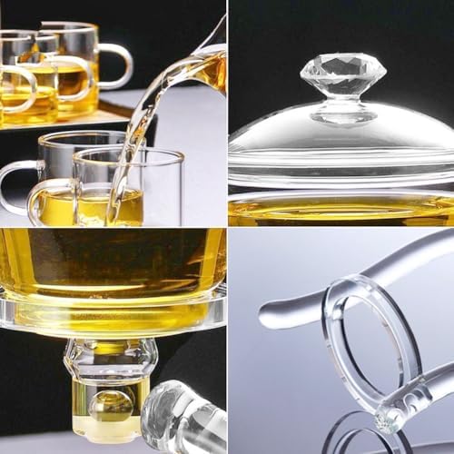 Lazy Kungfu Teapot Glass Semi-automatic Tea Maker Suction Automatic Water Brewing Teapot Office Flower Glass Tea Set - Image 5