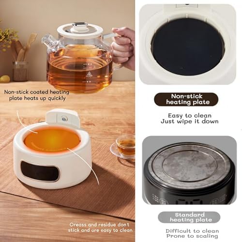 Lemuugo 1.2L Electric Glass Tea Kettle with Infuser, Temp Control - Image 3