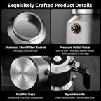 Bincoo Stove Moka Pot 2 Cups - 316 Stainless Steel Espresso Maker, Italian Moka Pot Coffee Maker for Stovetop, Three-valve Pressure, Heavy Weight Design - Image 6
