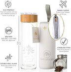 Sacred Lotus Love Double-Walled Glass Tea Tumbler with Infuser and Strainer 15oz - Perfect for Loose Leaf Tea, Cold or Hot Water Bottle, Fruit Drinks - Comes with Travel Sleeve and Cozy - Image 6