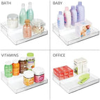 mDesign Plastic Kitchen Food Storage Organizer Shelves, Spice Rack Holder for Cabinet, Cupboard, Countertop, Pantry - Holds Jars, Baking Supplies, Canned Food - 2 Levels - 2 Pack - Clear - Image 5