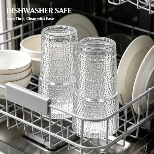 INSETLAN Iced Coffee Cups with Lids and Straws, 20 oz Hobnail Glass Tumbler - Image 6