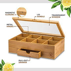 Personalized Tea Bag Organizer - Custom Engraved Bamboo Tea Box Organizer, 8-Compartment Tea Box with Magnetic Acrylic Lid, Mothers Day Gifts for Mom, Grandma Gift Wife Gift, Tea Lover Gift by Bambusi - Image 3
