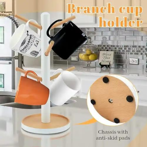 CLippa Small Fresh Tree Branch Cup Holder Beech Six Claw Cup Holder Wood Kitchen Storage Drain Cup Holder - Image 4