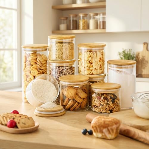 32 oz Round Glass Food Storage Containers with Airtight Bamboo Lids, 4 Pack - Image 6