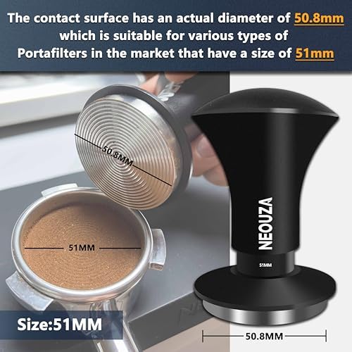 NEOUZA Espresso Tamper V2 50.8mm Dual Calibrated Spring Loaded for Coffee Machine Portafilter, Anti Pressure Deflection, Refined Handle, Stainless Ripple Base - Image 2
