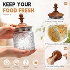 Suclain 6 Pack 17 oz Glass Spice Jars with Dark Wood Lids Vintage Canisters with Star Pattern Airtight Food Storage Container for Home Kitchen Tea Coffee Spice Pantry Organization Decorations - Image 3