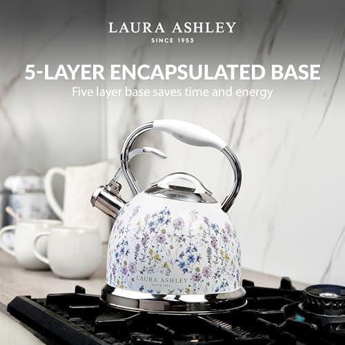 Laura Ashley Wild Meadow Whistling Tea Kettle Stovetop, Tea Pot for Stove - Image 6