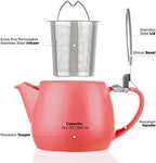 Tealyra - Pluto Porcelain Small Teapot Red - 18.2-ounce (1-2 cups) - Matte Finish - Stainless Steel Lid and Extra-Fine Infuser To Brew Loose Leaf Tea - 540ml - Image 4