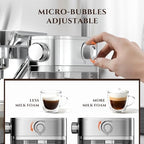 AMZCHEF Espresso Machine, Auto Milk Frother, 20 Bar Pressure, Silver - Image 4