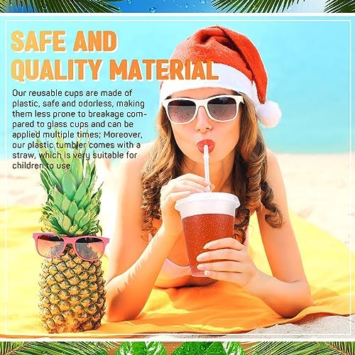 Roshtia 24 Pack 16 oz Plastic Tumblers with Lid and Straw Reusable Cups - Image 4