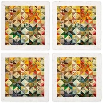 CafePress Fun Patchwork Quilt Tumbled Stone - Set of 4 Coasters Set of 4 by CafePress