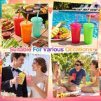 Honeydak 45 Pcs Reusable Plastic Tumbler with Lid&Straw,Glitter,Transparent - Image 6