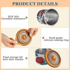 Fake Glitter Cartoon Rose Flower Pink Designed Dry Food Storage Containers Stainless Steel Storage Containers For Pantry 1 Button Opening Coffee Canister - Image 5