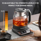 Pure Titanium Glass Healthy Electric Tea Maker & Kettle, Auto Shut Off, Steam Extraction, 11 Temp, 10 Concentration Levels, 2 Tea Infusers, 12H Auto Warm, 1.2L 600W, US Plug, BPA-Free, Easy to Clean - Image 4