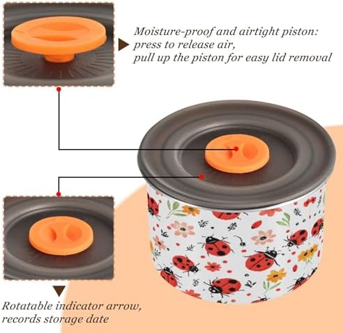 Stainless Steel Coffee Storage Containers with Airtight Lid, Animal Ladybugs Flower 30oz Food Storage Container Kitchen Canister for Tea, Coffee Beans, Ground, Sugar Storage - Image 3