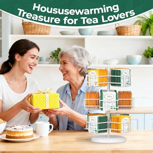 EsLuker.ly Tea Bag Holder Organizer for Counter, 3 Tier Metal White - Image 7