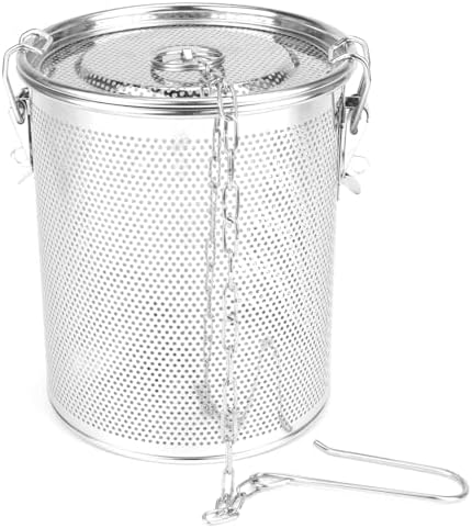 Stainless Steel Seasoning Strainer Cooking Spice Filter Loose Leaf Tea Infuser with Chain Hook for Home Restaurant, 5.5x6.3 Inch by DOERDO+DD